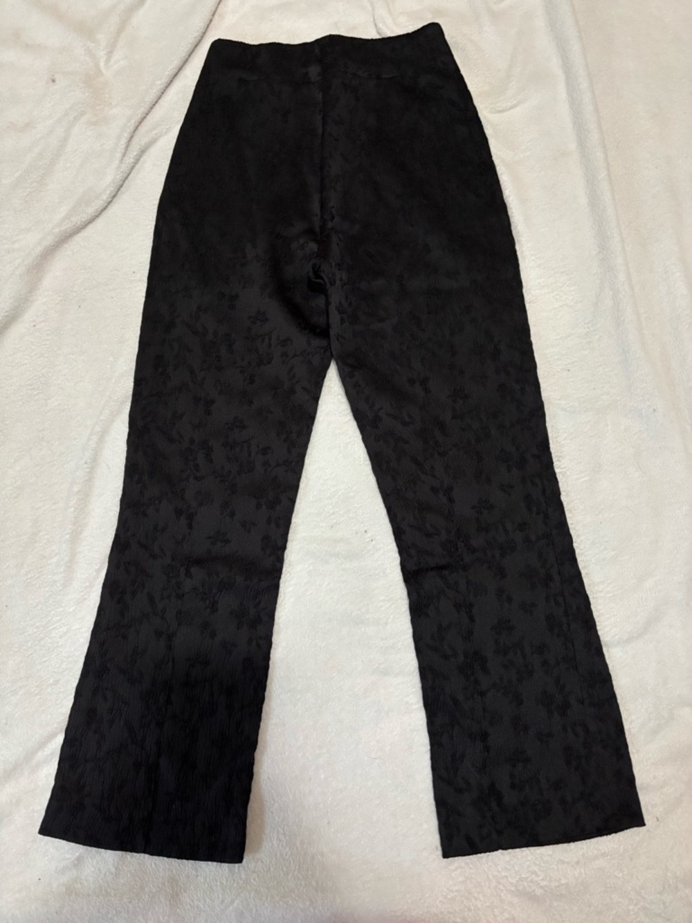 Zara Black Jacquard Wide-Leg Pants - Picture 2 of 4